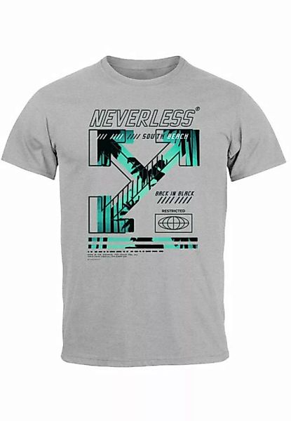 Neverless Print-Shirt Herren T-Shirt Text Print Aufdruck South Beach Techwe günstig online kaufen