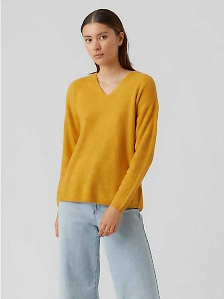 Vero Moda Strickpullover Strickpullover V-Ausschnitt Langarm Sweater VMCREW günstig online kaufen