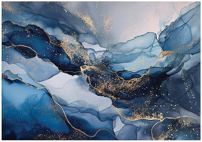 Wallarena Fototapete Marmor Blau Gold Vlies Tapete Wohnzimmer Schlafzimmer günstig online kaufen