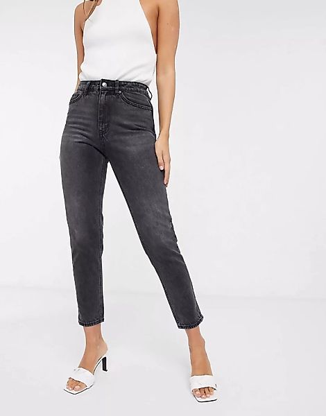Vero Moda – Mom-Jeans mit hohem Bund in verwaschenem Schwarz günstig online kaufen