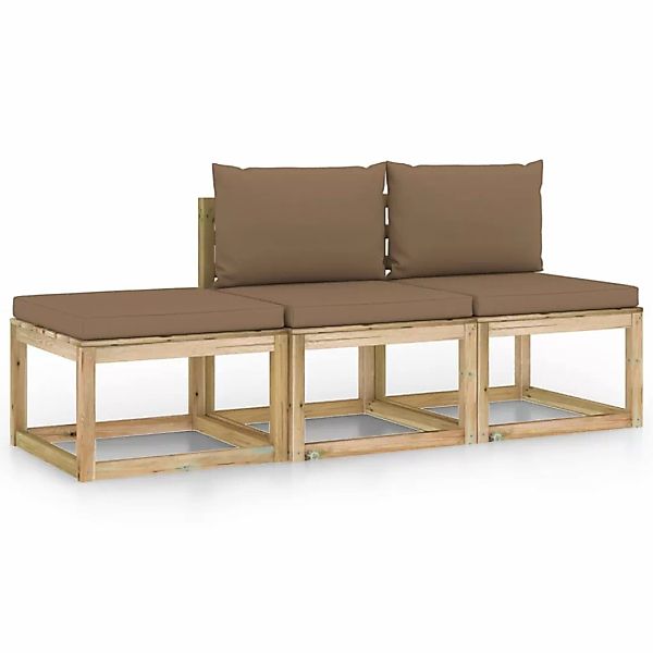 3-tlg. Garten-lounge-set Mit Taupe Kissen günstig online kaufen