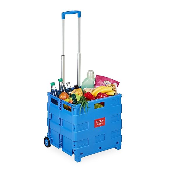 relaxdays Einkaufstrolley Klappbarer Einkaufstrolley, Blau günstig online kaufen