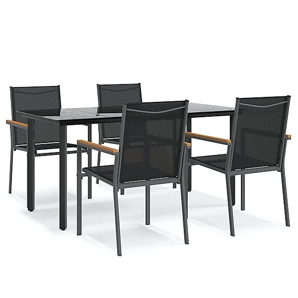 vidaXL 5-Tlg Garten-Essgruppe Schwarz Textilene und Stahl 3187045 günstig online kaufen