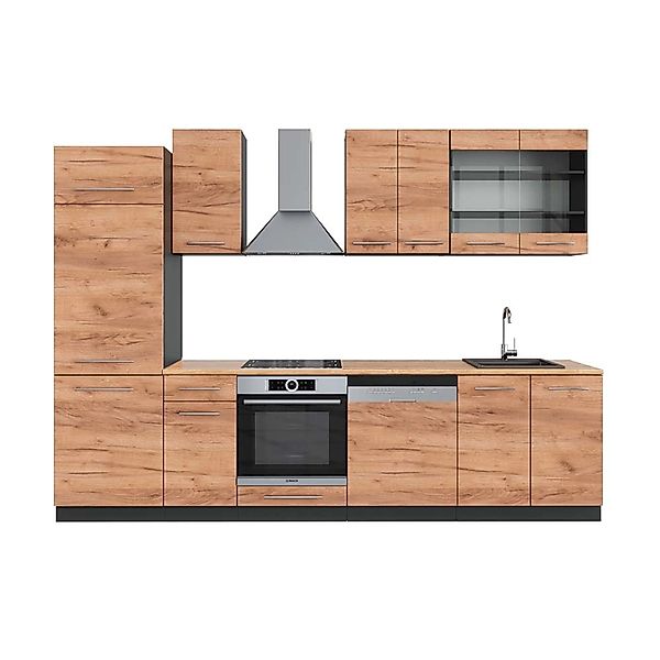 Vicco Fame-Line Küchenzeile Goldkraft Eiche/Anthrazit 300 cm AP Eiche ohne günstig online kaufen