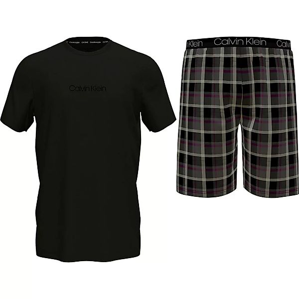 Calvin Klein Underwear Kurzarm-shorts Set Pyjama M Black Top / Structure Pl günstig online kaufen