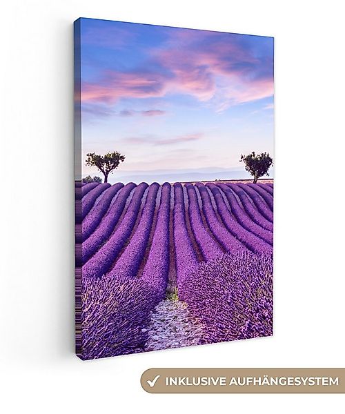 OneMillionCanvasses® Leinwandbild Lavendel - Natur - Lila - Bäume - Blumen, günstig online kaufen