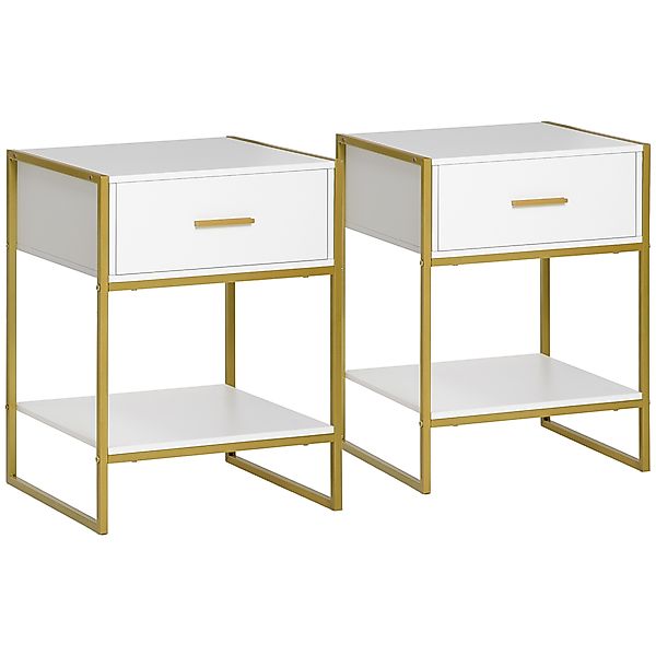 HOMCOM Nachttisch, 2er Set, Nachtschrank mit Schublade und offenem Regal, N günstig online kaufen