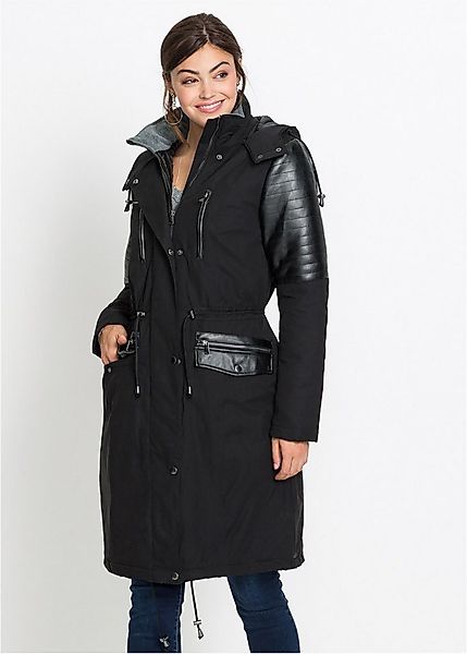 bonprix Langjacke lockerer loose fit, mit großer abnehmbarer Kapuze, hoher günstig online kaufen