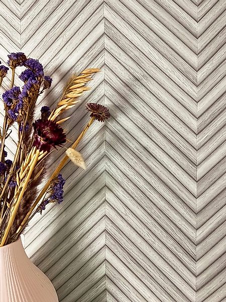 Newroom Vliestapete, Grau Tapete Modern Holz - Holzwand Fischgrätenmuster H günstig online kaufen