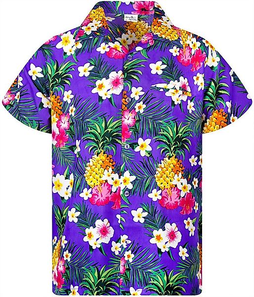 King Kameha Hawaiihemd Pineapple Flowers Funky Hawaii-Hemd Kurzarm Front-Ta günstig online kaufen