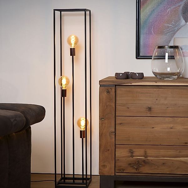 Stehleuchte Arthur in Schwarz und Kupfer E27 3-flammig günstig online kaufen
