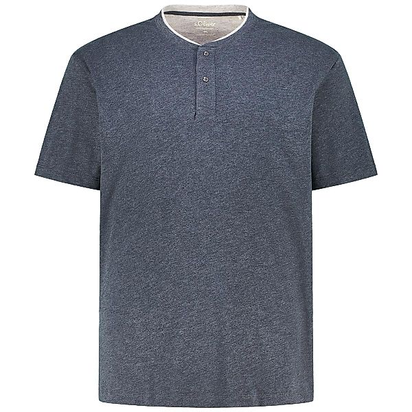 s.Oliver T-Shirt mit Serafinokragen Farbe blau Größe: 5XL günstig online kaufen