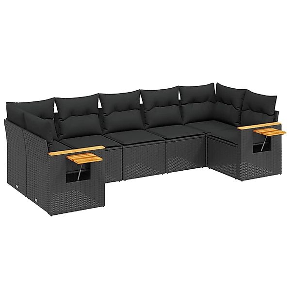 vidaXL 7-Tlg Garten-Sofagarnitur mit Kissen Schwarz Poly Rattan 3259507 günstig online kaufen
