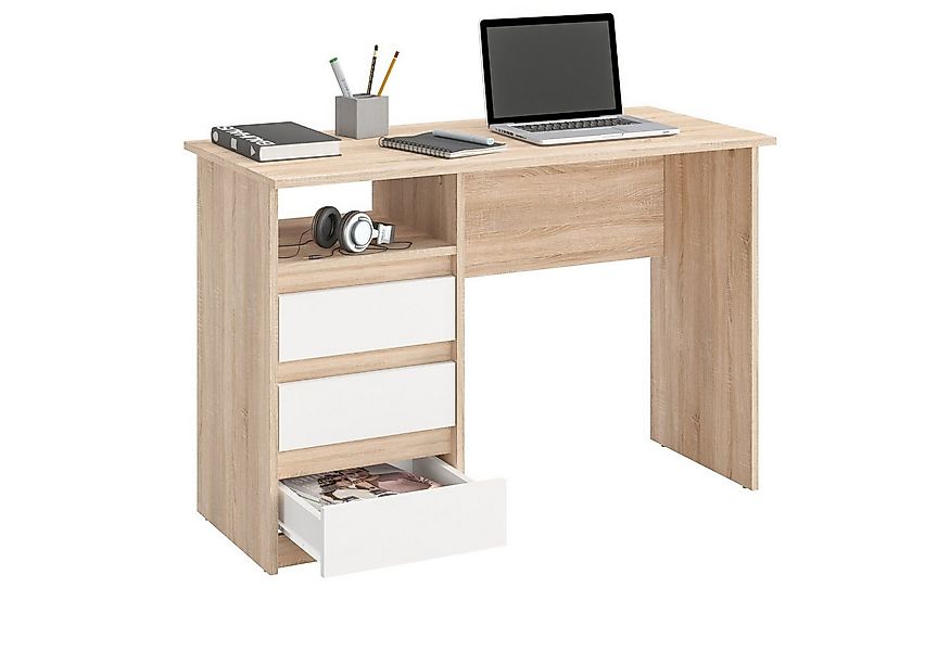 KOMTO Schreibtisch Oslo 110 Schreibtisch mit Schubladen Bürotisch Computert günstig online kaufen