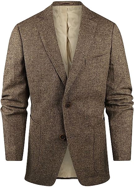 Steppin' Out Blazer Lamwolle Herringbone Braun - Größe 58 günstig online kaufen