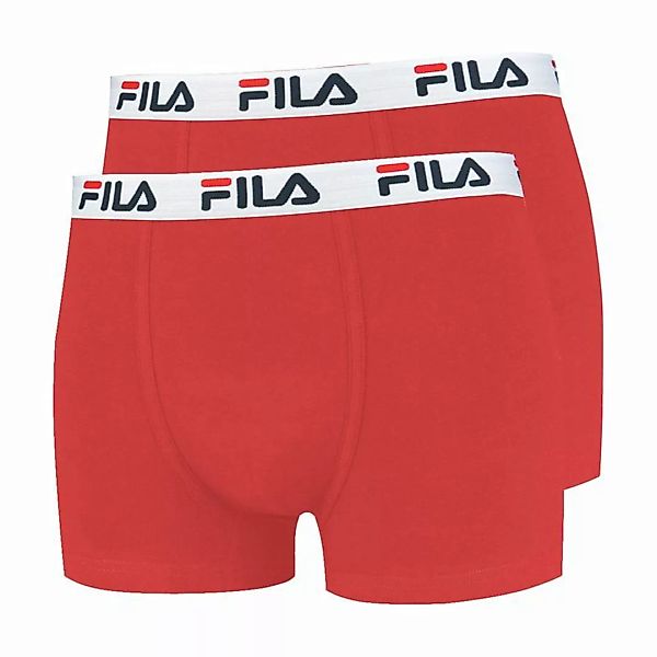 FILA Herren Boxer Shorts, 2er Pack - Baumwolle, einfarbig rot L (Large) günstig online kaufen