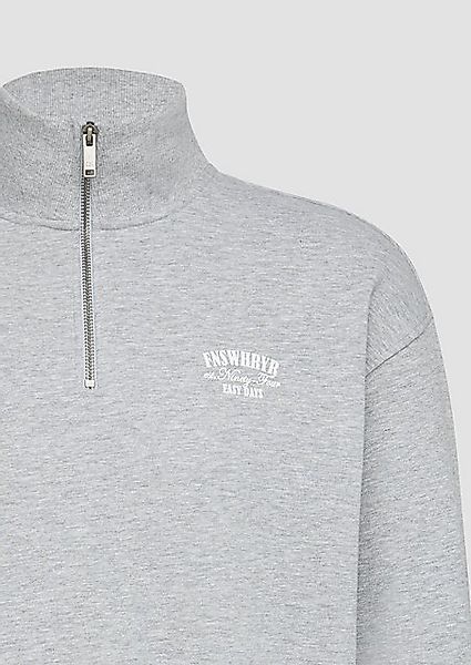 QS Sweatshirt Stehkragen Sweatshirt mit Reißverschluss und Frontprint günstig online kaufen