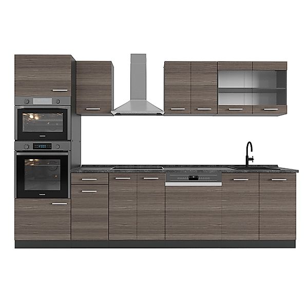 Vicco R-Line Küchenzeile Edelgrau/Anthrazit 300 cm mit HochschrankAP Anthra günstig online kaufen