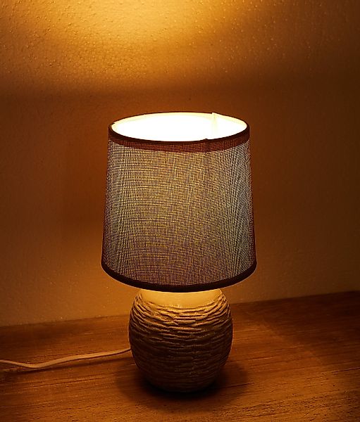BRUBAKER Tischleuchte Designer Nachttischlampe Grau, Tischlampe, günstig online kaufen
