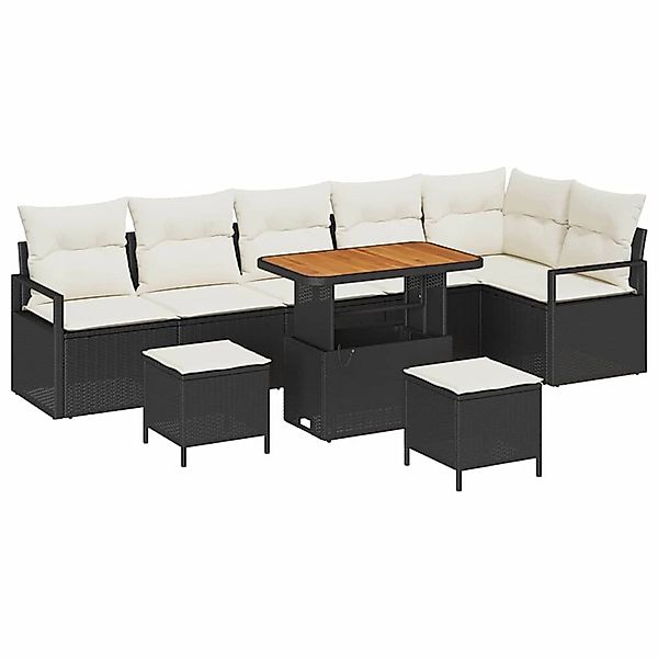 vidaXL Garten-Sofa-Set mit Kissen 9-Tlg Schwarz Poly Rattan 3362545 günstig online kaufen