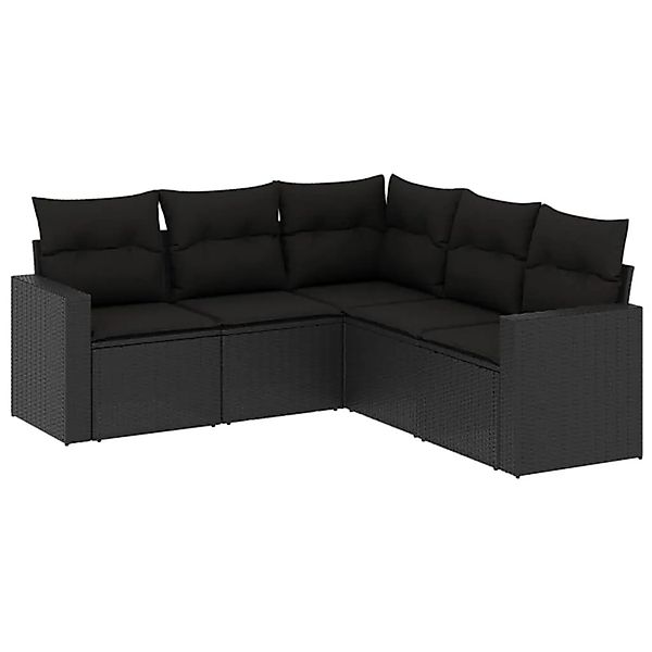 vidaXL 5-Tlg Garten-Sofagarnitur mit Kissen Schwarz Poly Rattan 3251282 günstig online kaufen