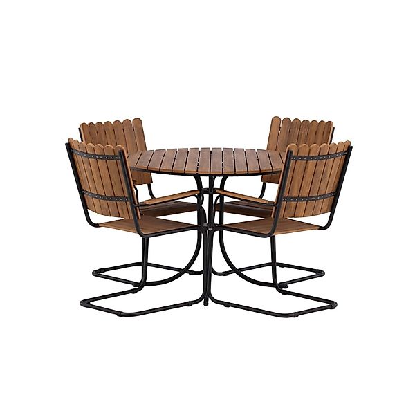 ebuy24 Holmsund Gartenset Tisch Ø100cm Natur 4 Stühle Natur günstig online kaufen