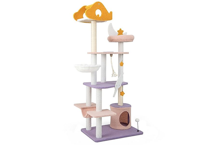 COSTWAY Kratzbaum, 167cm hoch, mit Katzenhöhle & Hängematte günstig online kaufen