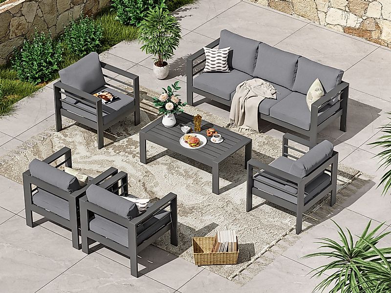 MeXo Gartenlounge-Set XXL Gartenmöbel Set Aluminium günstig online kaufen