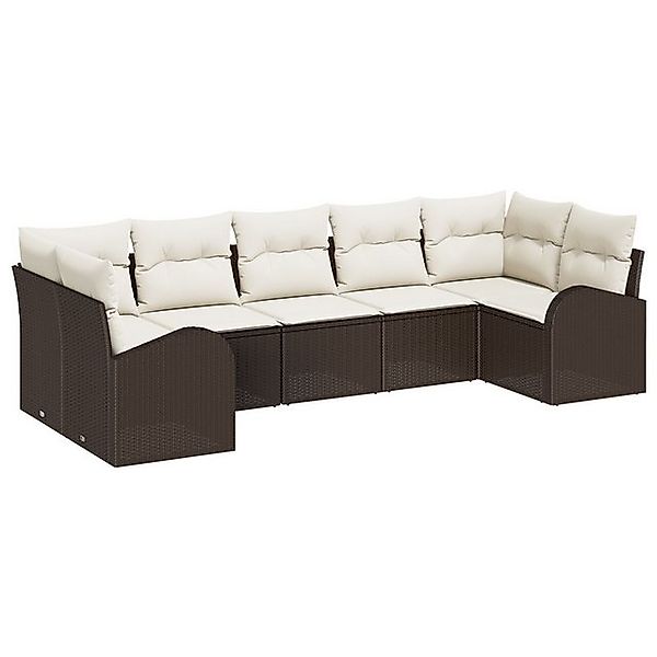 vidaXL Loungesofa Garten Sofa Set Set von 7 Beige Rattan Garten Sofa Rechte günstig online kaufen