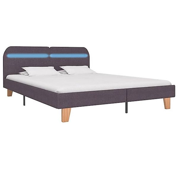 vidaXL Bett Bettgestell mit LED ohne Matratze Taupe Stoff 150x200 cm günstig online kaufen