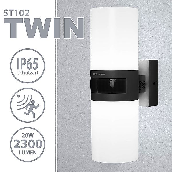 Maxkomfort Wandleuchte TWIN, LED fest integriert, günstig online kaufen