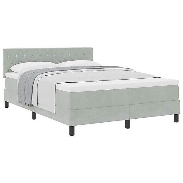 vidaXL Bett Boxspringbett mit Matratze Hellgrau 140x200 cm Samt (1-tlg) günstig online kaufen