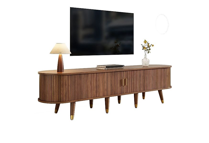 Merax Lowboard im Landhausstil mit Rattan-Schiebetür in Walnussoptik (1 St. günstig online kaufen