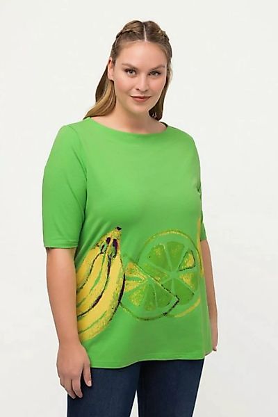 Ulla Popken Rundhalsshirt T-Shirt Fruchtmotiv U-Boot-Ausschnitt Halbarm günstig online kaufen