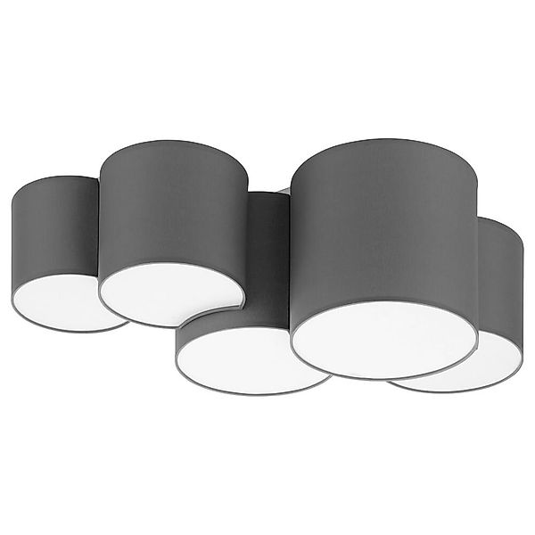 famlights | Deckenleuchte Alea aus Stoff in Grau 5x E27 günstig online kaufen