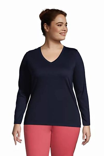 Supima Langarm-Shirt mit V-Ausschnitt in großen Größen, Damen, Größe: 48-50 günstig online kaufen