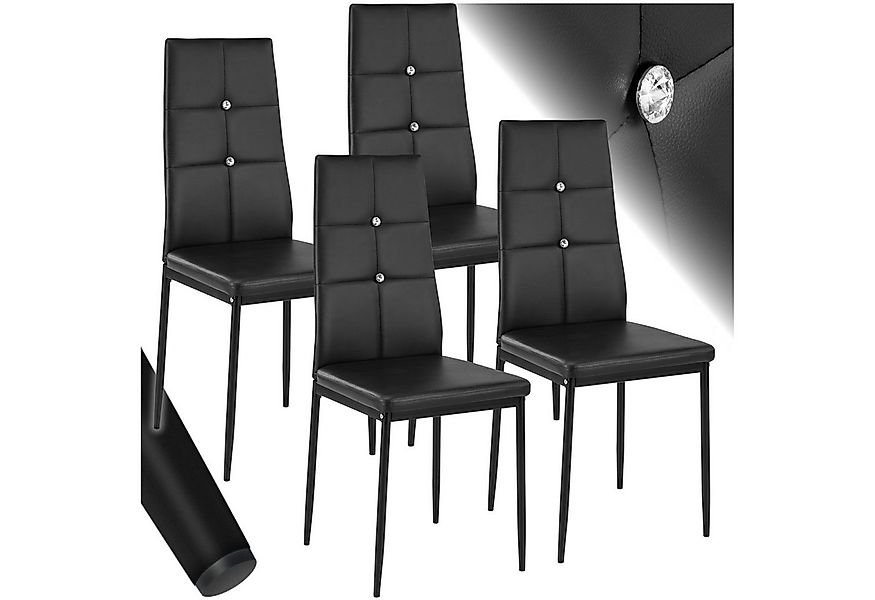 tectake Esszimmerstuhl Küchenstühle, Kunstleder mit Glitzersteinen (Set, 4 günstig online kaufen