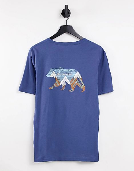 Columbia – Pine Trails – T-Shirt in Blau mit Rückenprint günstig online kaufen