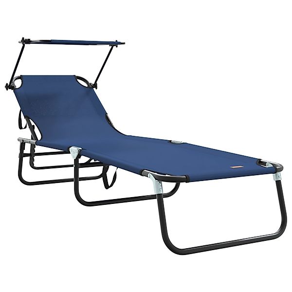 vidaXL Klappbare Sonnenliege mit Sonnendach Blau 600D Oxford Stoff 42003128 günstig online kaufen