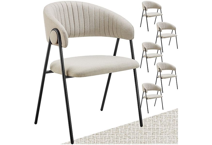 tectake Esszimmerstuhl Armlehnstuhl Bedano, gepolstert, Webstoff, Belastbar günstig online kaufen