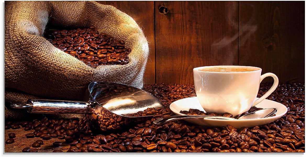 Artland Glasbild Kaffeetasse und Leinensack auf günstig online kaufen