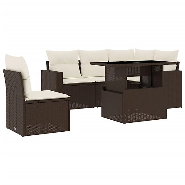 vidaXL 6-Tlg Garten-Sofagarnitur mit Kissen Braun Poly Rattan 3267283 günstig online kaufen