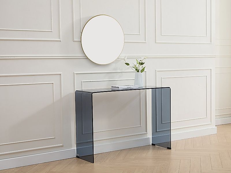 Wandkonsole - gebogenes getöntes Sicherheitsglas - Schwarz - ALONZO günstig online kaufen