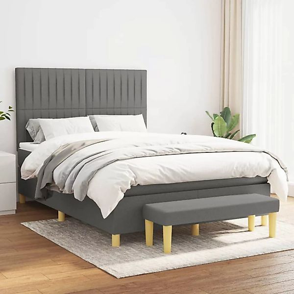 Vidaxl Boxspringbett Mit Matratze Dunkelgrau 140x200 Cm Stoff günstig online kaufen