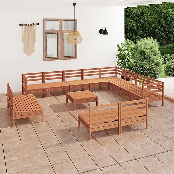 13-tlg. Garten-lounge-set Massivholz Kiefer Honigbraun günstig online kaufen