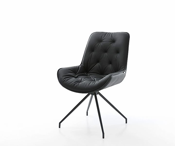 Esszimmerstuhl Taimi-Flex Echt-Leder Schwarz Kreuzgestell konisch Schwarz günstig online kaufen