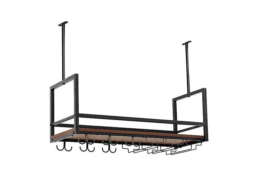 en.casa Weinregal, mit Glashalterung »Borejle« 80 x 30 x 65 cm Schwarz/Waln günstig online kaufen