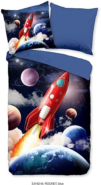 PURE luxury collection Kinderbettwäsche Rocket, Microfaser, günstig online kaufen