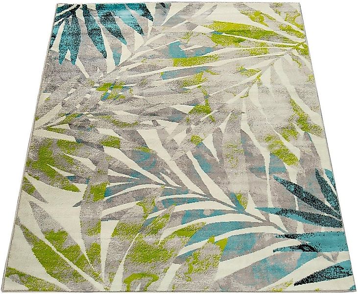 Paco Home Teppich Metro 162, rechteckig, Höhe: 12 mm, Kurzflor, Motiv Blätt günstig online kaufen