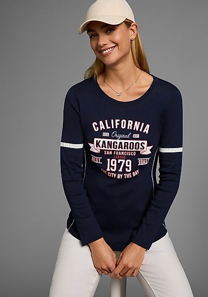 KangaROOS Langarmshirt Langarm, sehr figurbetont, bedruckt und mit Stickere günstig online kaufen